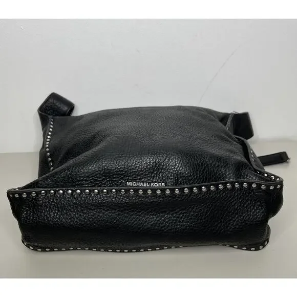 Michael Kors Handbag Astor Studded Black Leather Shoulder Bag Slouchy - Picture 8 of 16